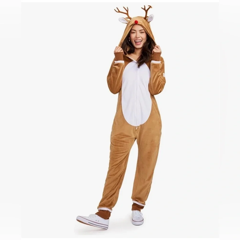 Reindeer Rudolph antler Onesie jumpsuit Christmas Holiday costume Holiday